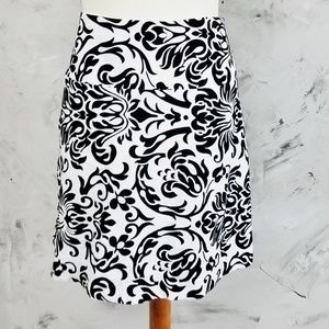 SEVIER SKIRTS Black / White Floral A-Line Skirt